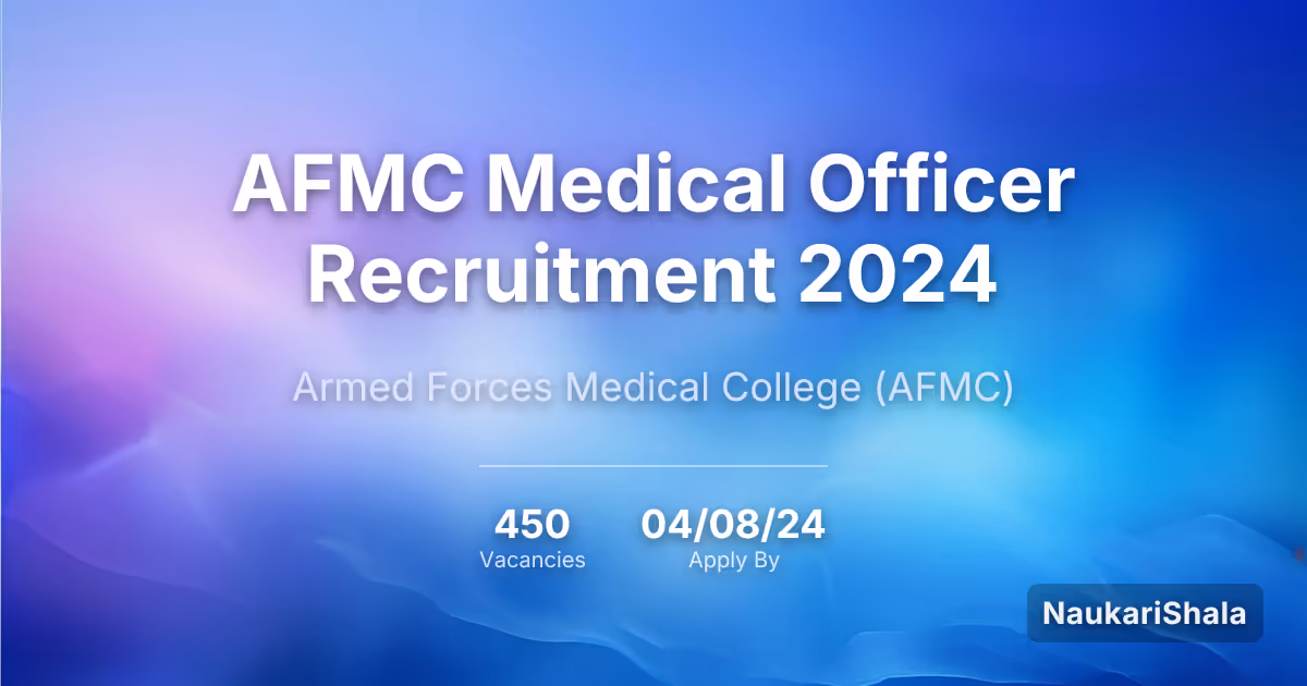 AFMC Medical Officer Recruitment 2024 – Armed Forces Medical College$ (AFMC)