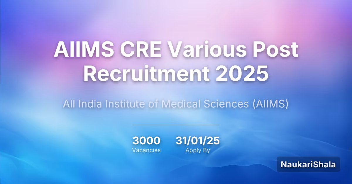 AIIMS CRE Various Post Recruitment 2025 – All India Institute of Medical Sciences$ (AIIMS)