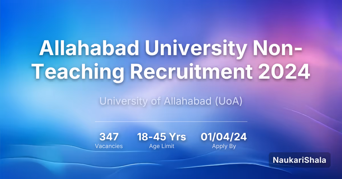 Allahabad University Non-Teaching Recruitment 2024 – University of Allahabad$ (AU)