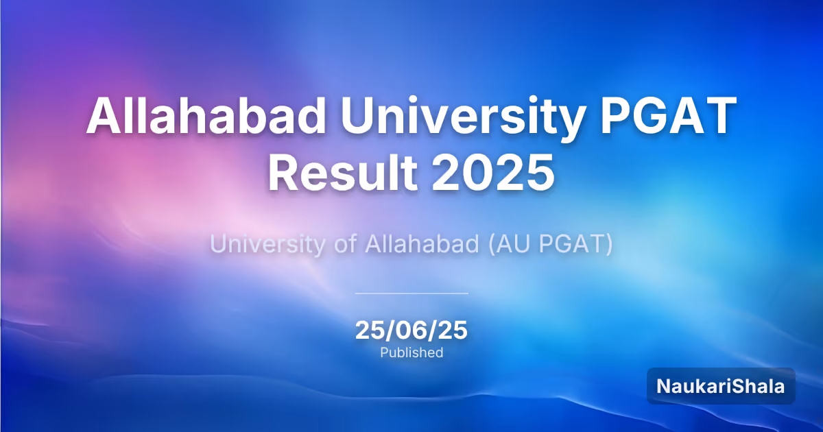 Allahabad University PGAT Result 2025 – University of Allahabad (AU)