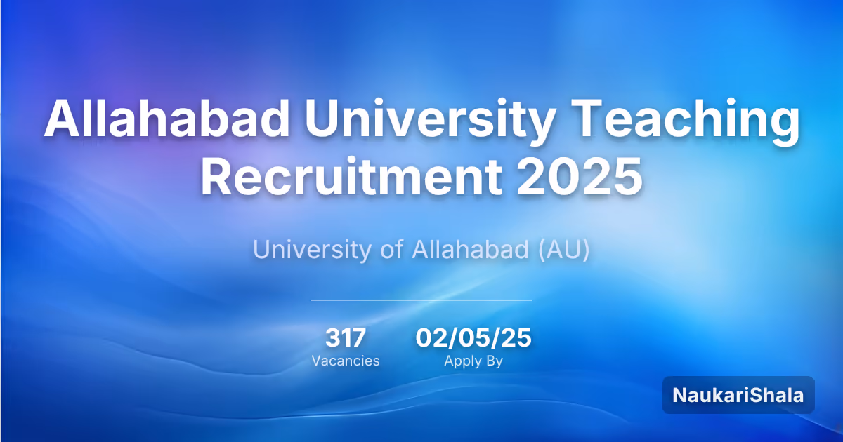 Allahabad University Teaching Recruitment 2025 – University of Allahabad$ (AU)