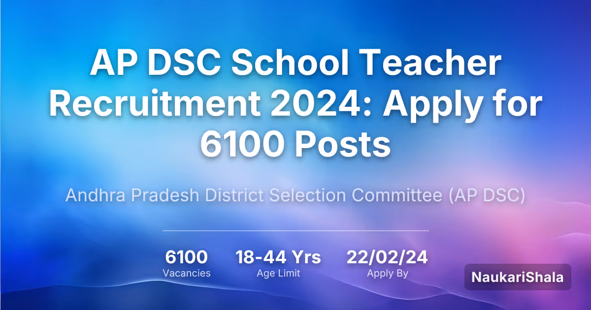 AP DSC School Teacher Recruitment 2024: Apply for 6100 Posts – Andhra Pradesh District Selection Committee$ (AP DSC)