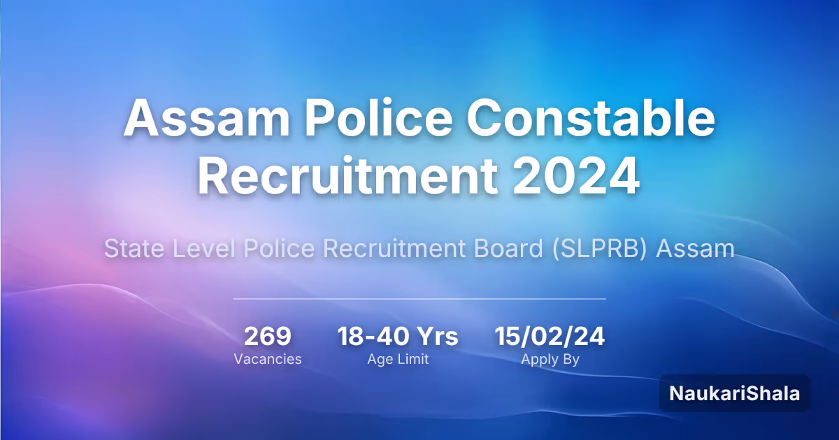 Assam Police Constable Recruitment 2024 – State Level Police Recruitment Board Assam$ (SLPRB)