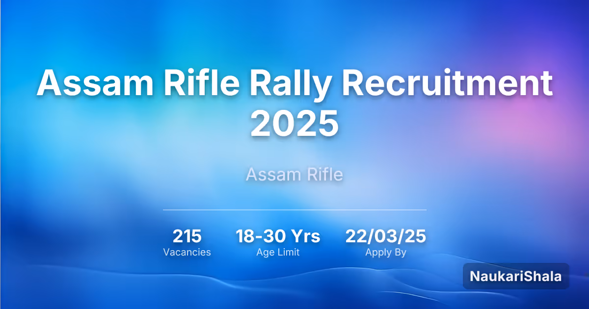Assam Rifle Rally Recruitment 2025 – Assam Rifles$ (AR)