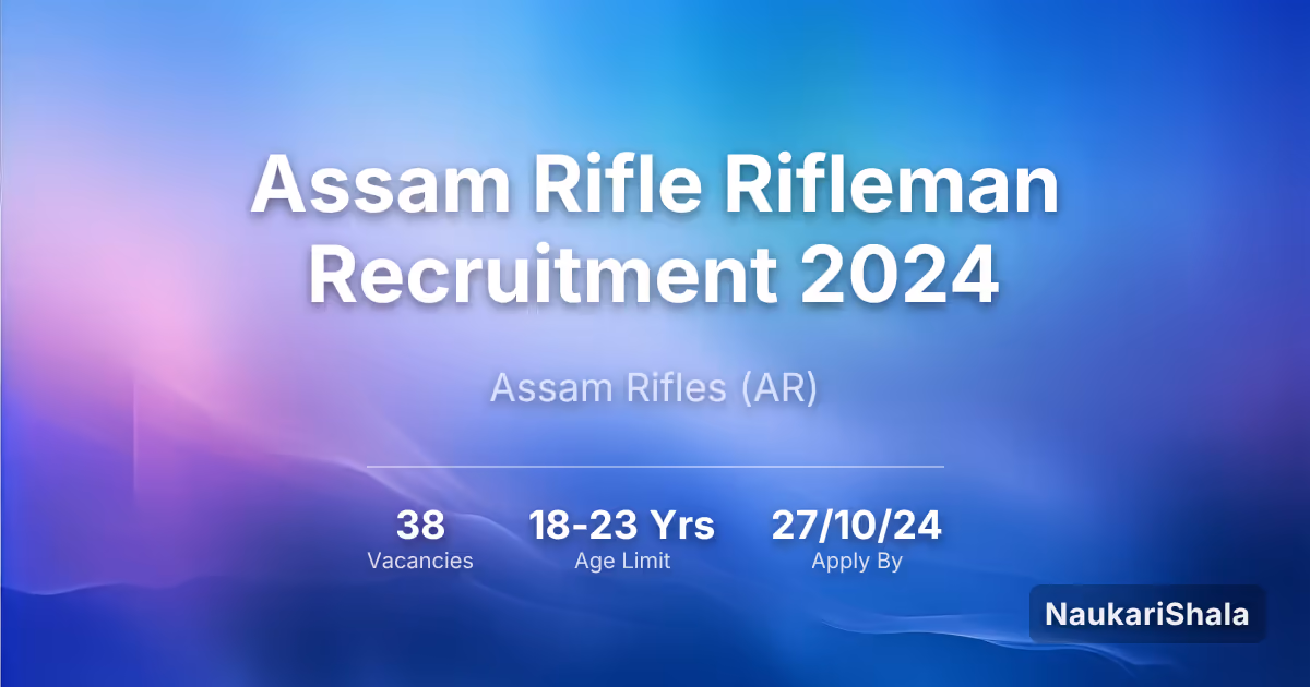 Assam Rifle Rifleman Recruitment 2024 – Assam Rifles$ (AR)