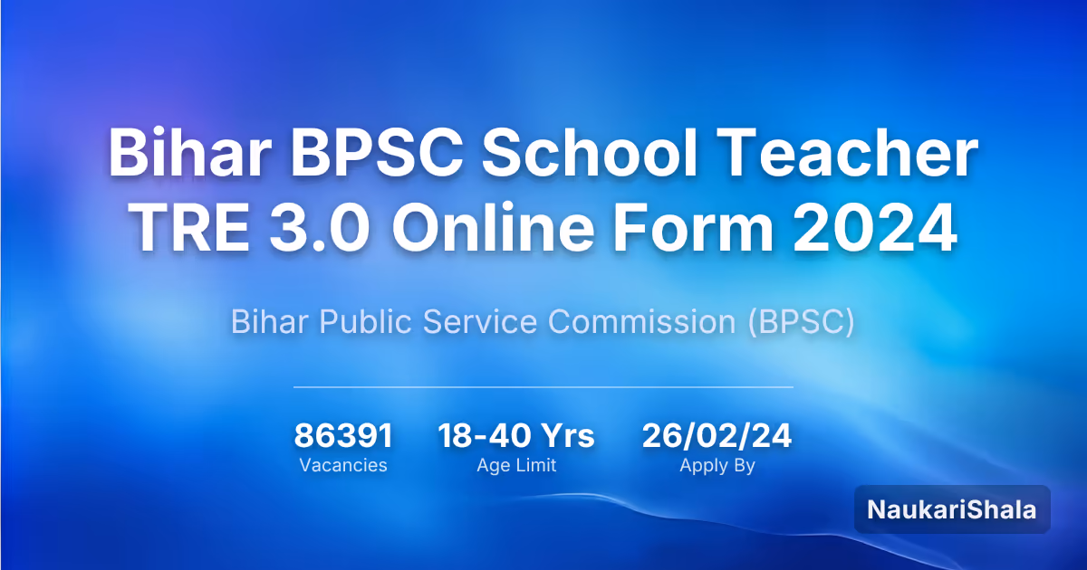 Bihar BPSC School Teacher TRE 3.0 Online Form 2024 – Bihar Public Service Commission$ (BPSC)