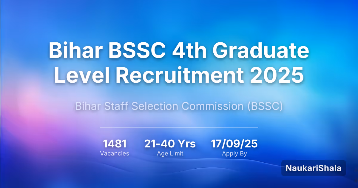 बिहार BSSC चौथी स्नातक स्तरीय ऑनलाइन फॉर्म 2025 कुल 1481 पदों के लिए – बिहार कर्मचारी चयन आयोग$ (BSSC)