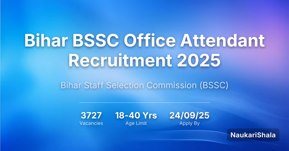 बिहार BSSC ऑफिस अटेंडेंट भर्ती 2025 – बिहार कर्मचारी चयन आयोग$ (BSSC)