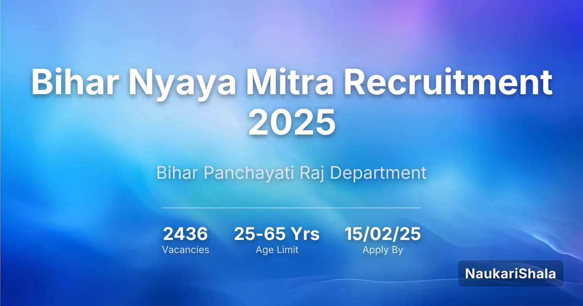 Bihar Nyaya Mitra Recruitment 2025 – Bihar Panchayati Raj Department$