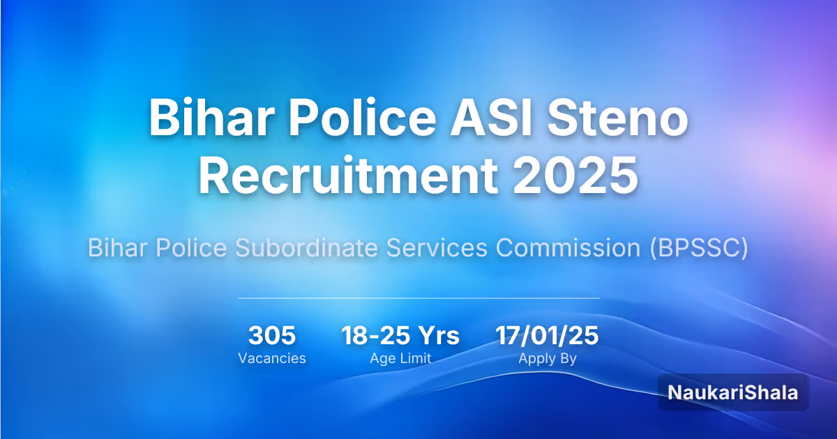 बिहार पुलिस ASI आशुलिपिक भर्ती 2025 – बिहार पुलिस अधीनस्थ सेवा आयोग$ (BPSSC)