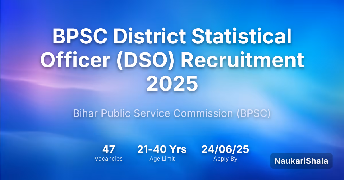 BPSC District Statistical Officer (DSO) Recruitment 2025 – Bihar Public Service Commission$ (BPSC)