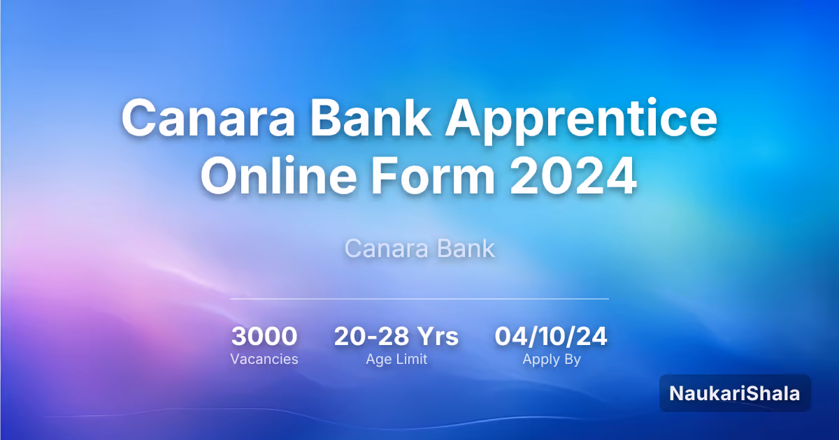 Canara Bank Apprentice Online Form 2024 – Canara Bank$