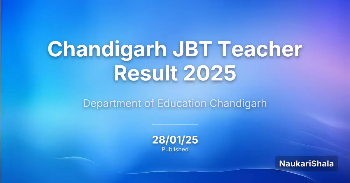 Chandigarh JBT Teacher Result 2025 – Department of Education, Chandigarh