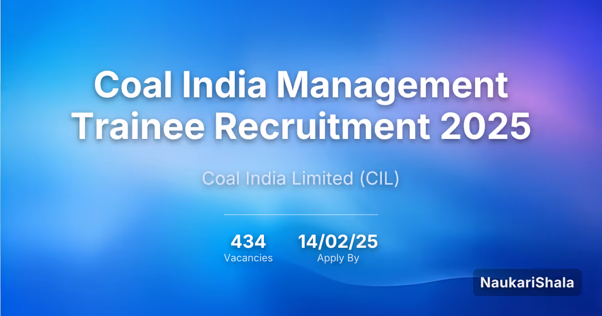Coal India Management Trainee Recruitment 2025 – Coal India Limited$ (CIL)