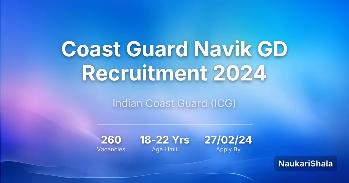 Coast Guard Navik GD Recruitment 2024 – Indian Coast Guard$ (ICG)