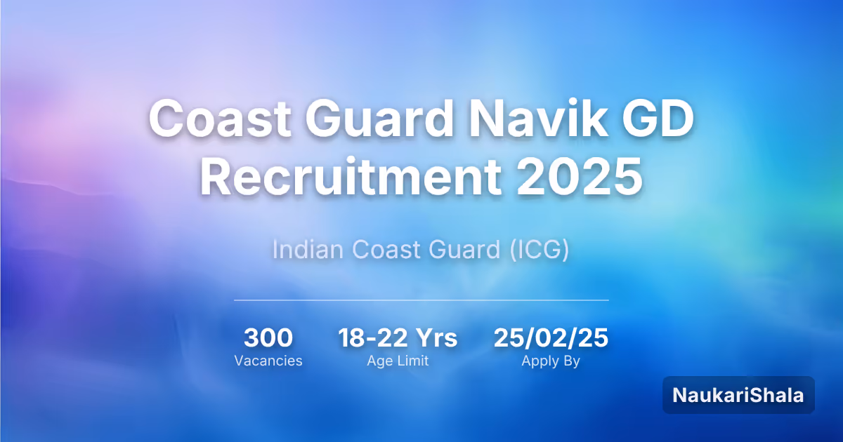 Coast Guard Navik GD Recruitment 2025 – Indian Coast Guard$ (ICG)