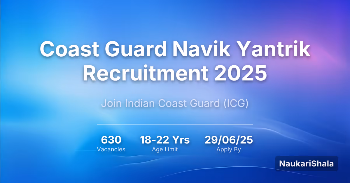 Coast Guard Navik Yantrik Recruitment 2025 – Indian Coast Guard$ (ICG)