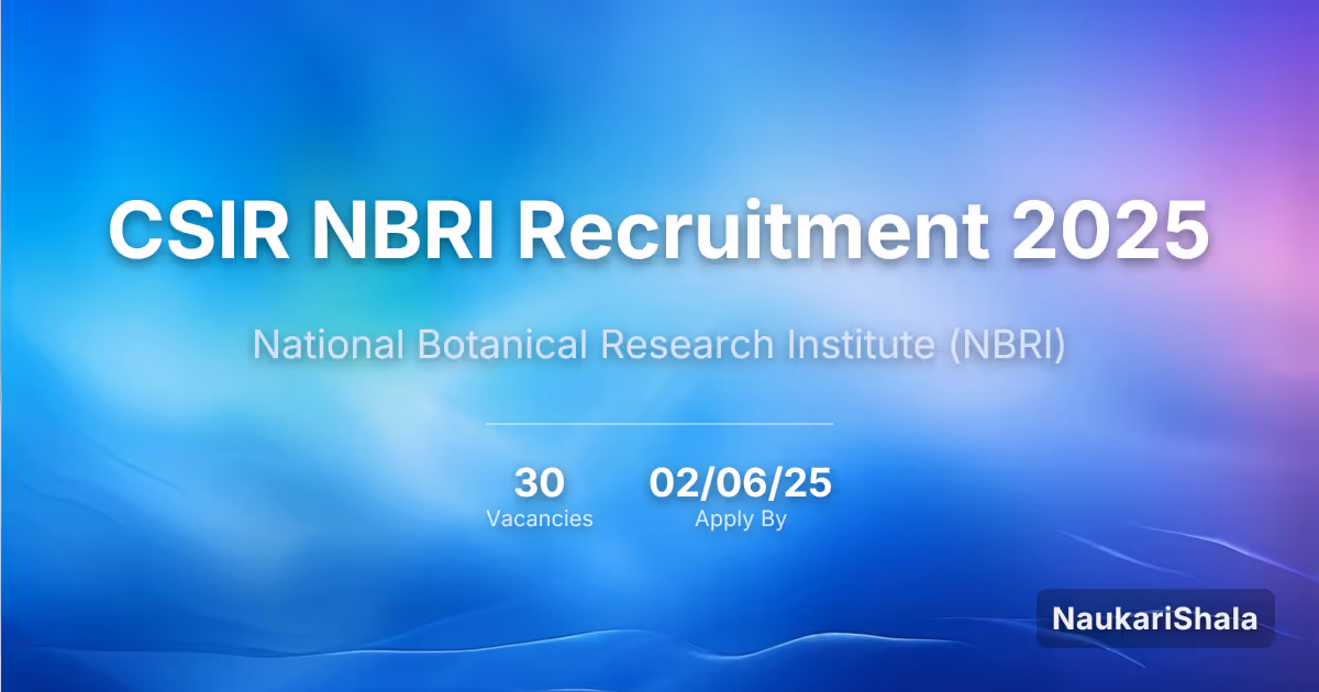 CSIR NBRI Recruitment 2025 – National Botanical Research Institute$ (NBRI)