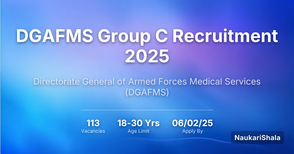 DGAFMS Group C Recruitment 2025 – Directorate General of Armed Forces Medical Services$ (DGAFMS)