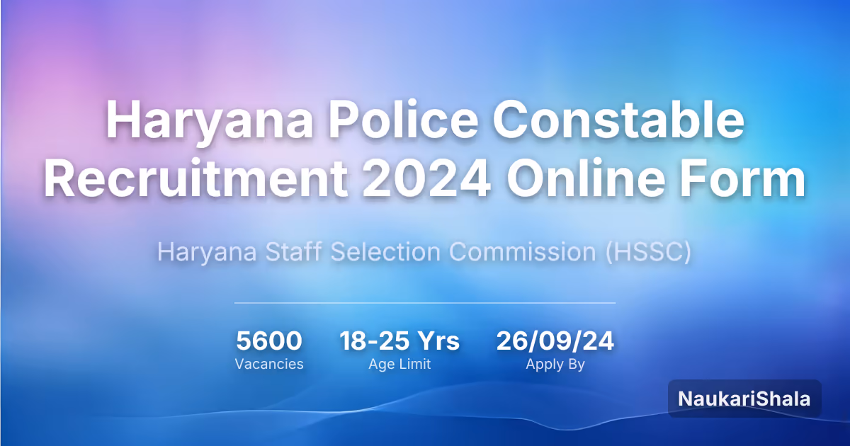 Haryana Police Constable Recruitment 2024 Online Form – Haryana Staff Selection Commission$ (HSSC)