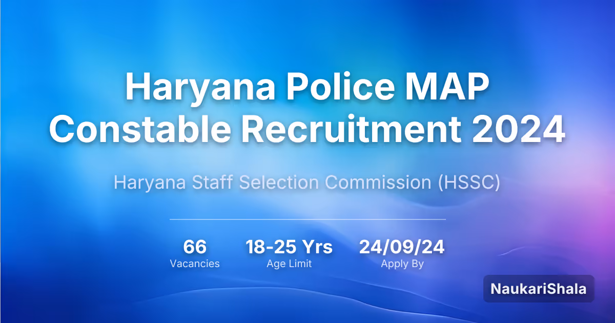 Haryana Police MAP Constable Recruitment 2024 – Haryana Staff Selection Commission$ (HSSC)