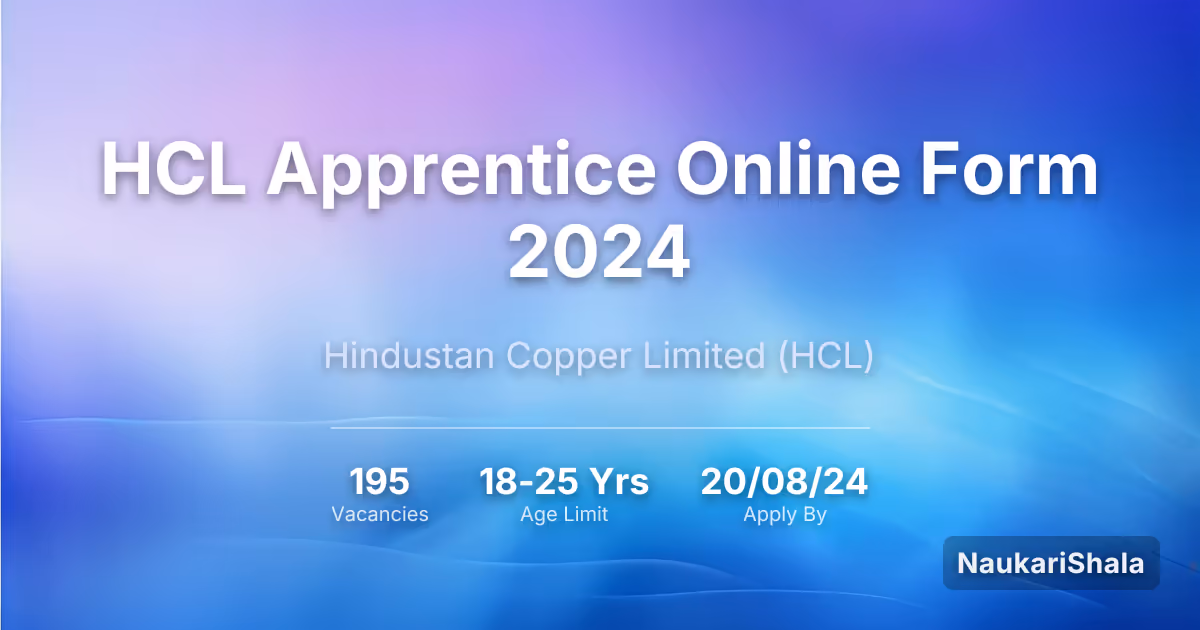 HCL Apprentice Online Form 2024 – Hindustan Copper Limited$ (HCL)