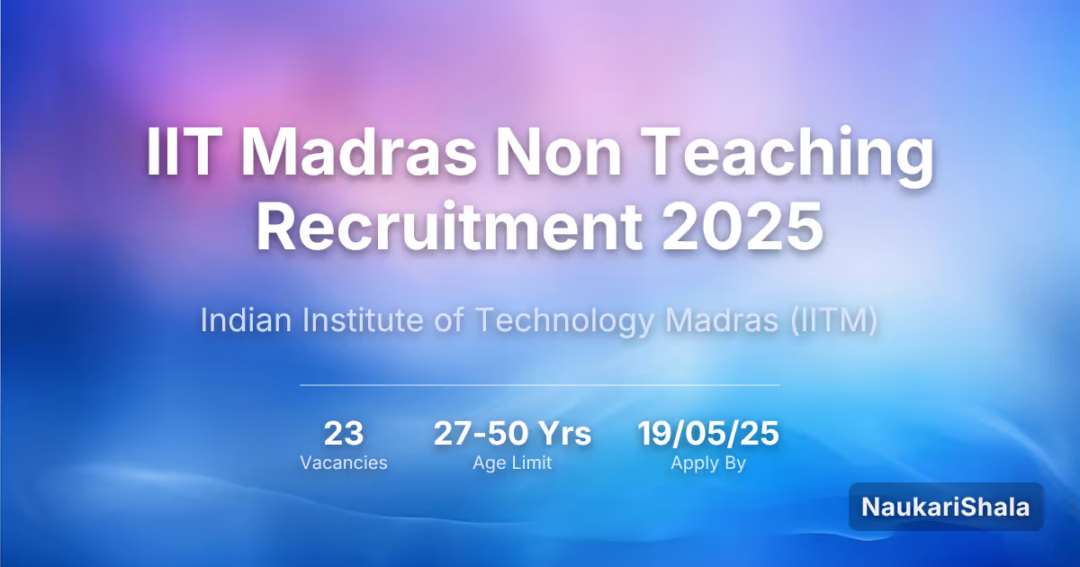 IIT Madras Non Teaching Recruitment 2025 – Indian Institute of Technology Madras$ (IITM)