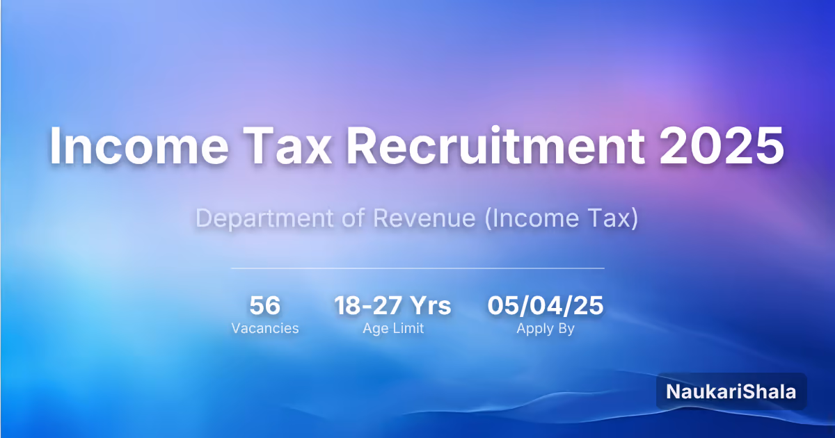 Income Tax Recruitment 2025 – Department of Revenue$