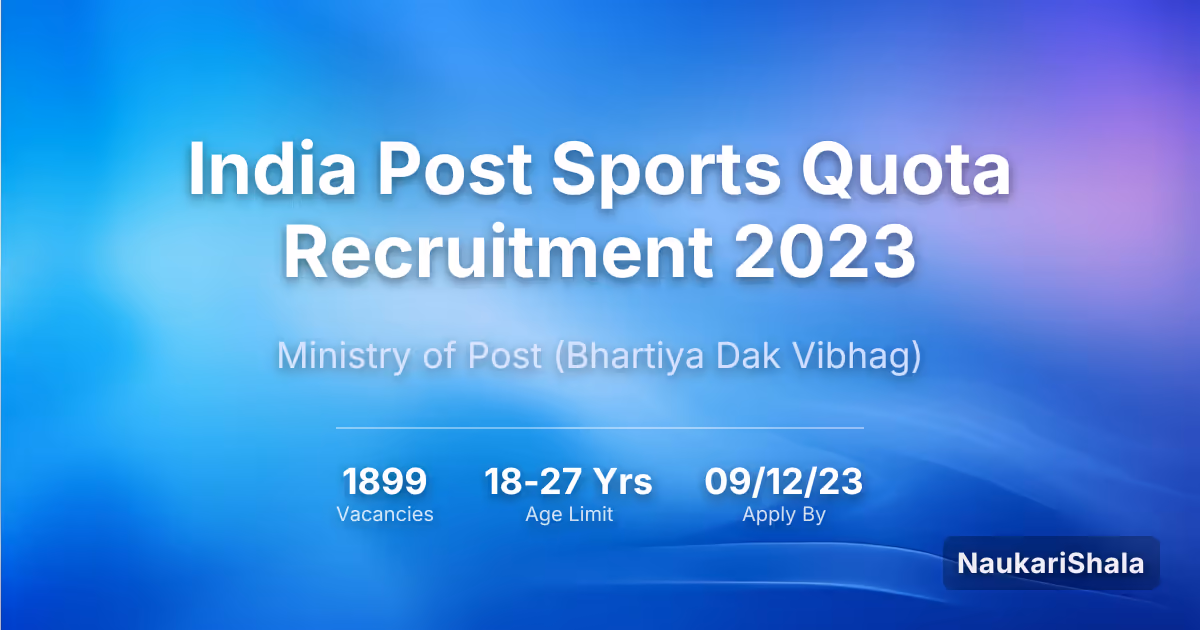India Post Sports Quota Recruitment 2023 – Ministry of Post$
