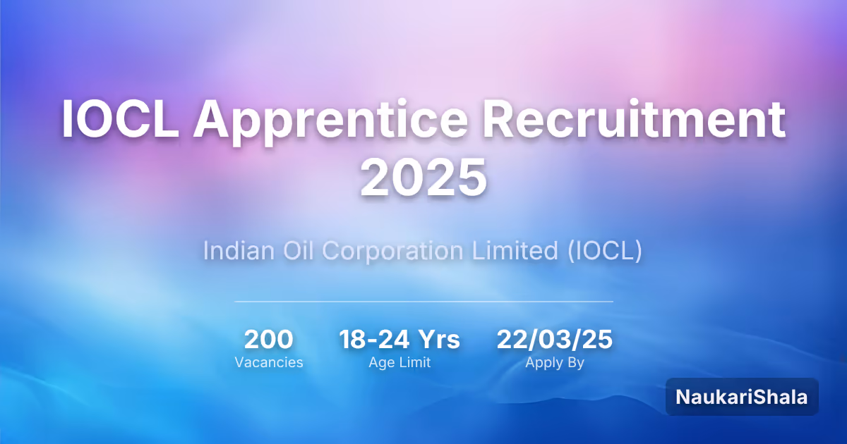 IOCL Apprentice Recruitment 2025 – Indian Oil Corporation Limited$ (IOCL)