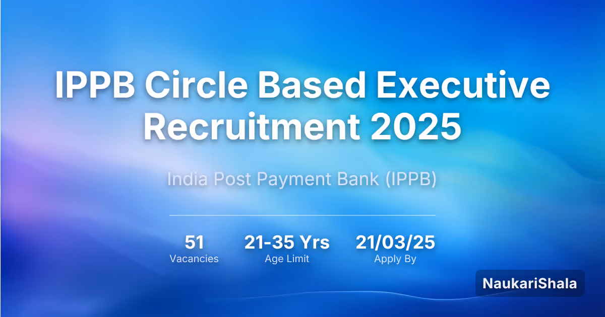 IPPB Circle Based Executive Recruitment 2025 – India Post Payment Bank$ (IPPB)