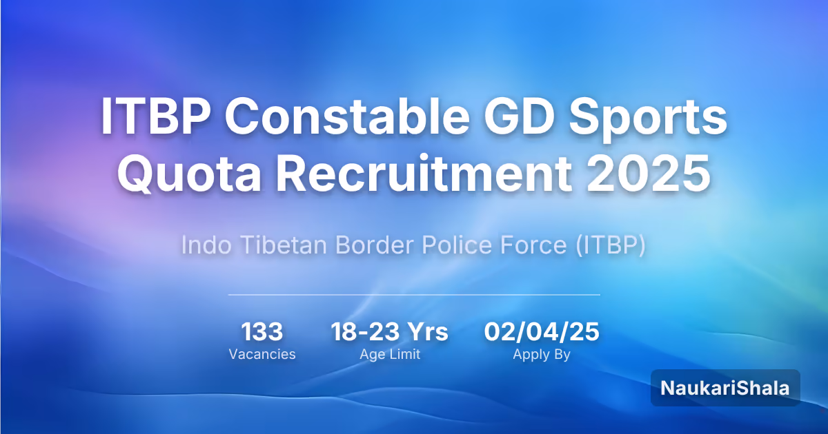 ITBP Constable GD Sports Quota Recruitment 2025 – Indo Tibetan Border Police$ (ITBP)