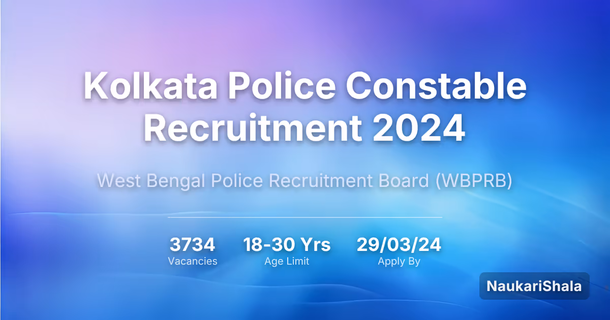Kolkata Police Constable Recruitment 2024 – West Bengal Police Recruitment Board$ (WBPRB)