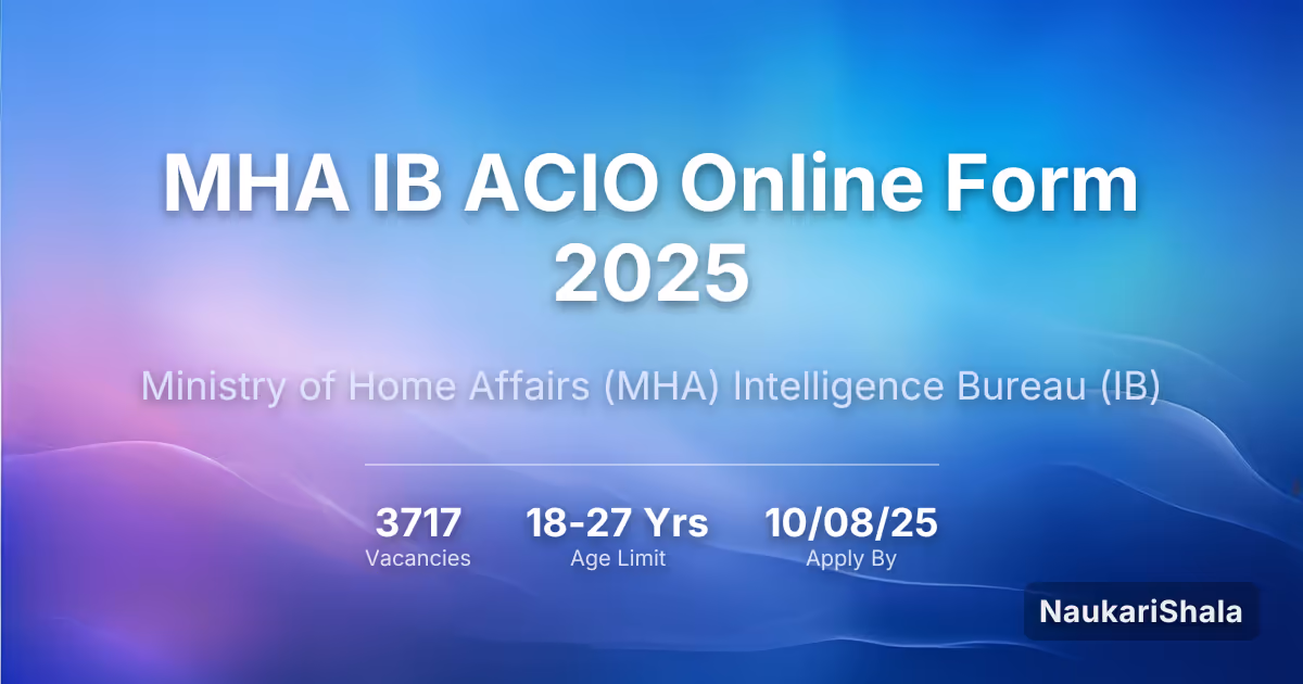 MHA IB ACIO Online Form 2025 – Ministry of Home Affairs Intelligence Bureau$ (IB)