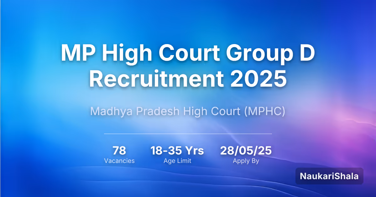 MP High Court Group D Recruitment 2025 – Madhya Pradesh High Court$ (MPHC)