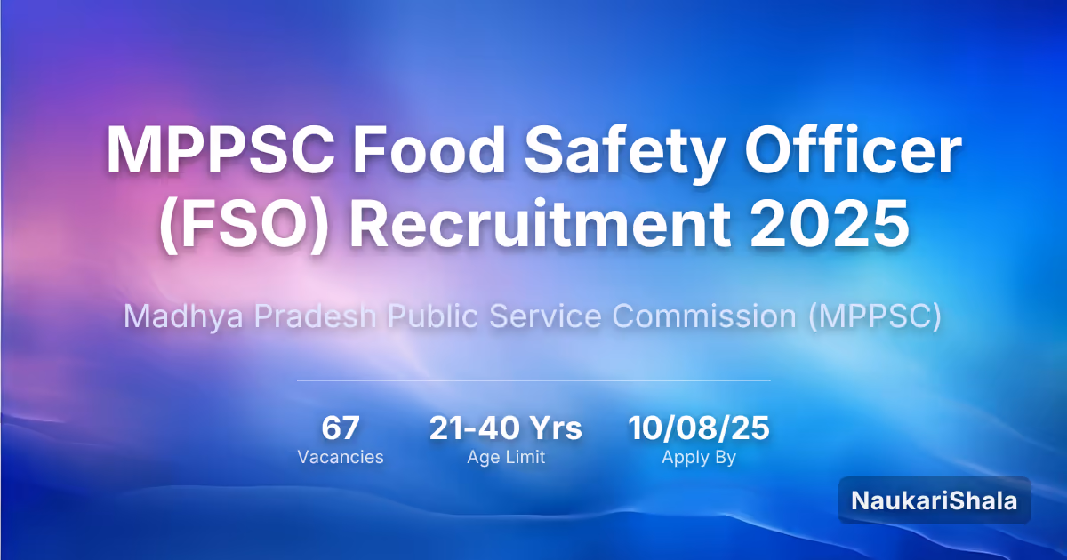 MPPSC Food Safety Officer (FSO) Recruitment 2025 – Madhya Pradesh Public Service Commission$ (MPPSC)