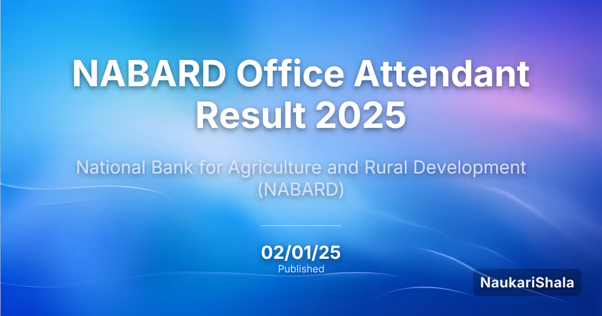 NABARD Office Attendant Result 2025 – National Bank for Agriculture and Rural Development (NABARD)