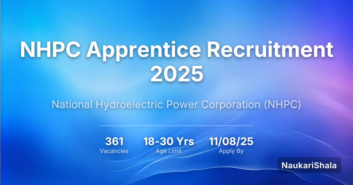 NHPC Apprentice Recruitment 2025 – National Hydroelectric Power Corporation$ (NHPC)