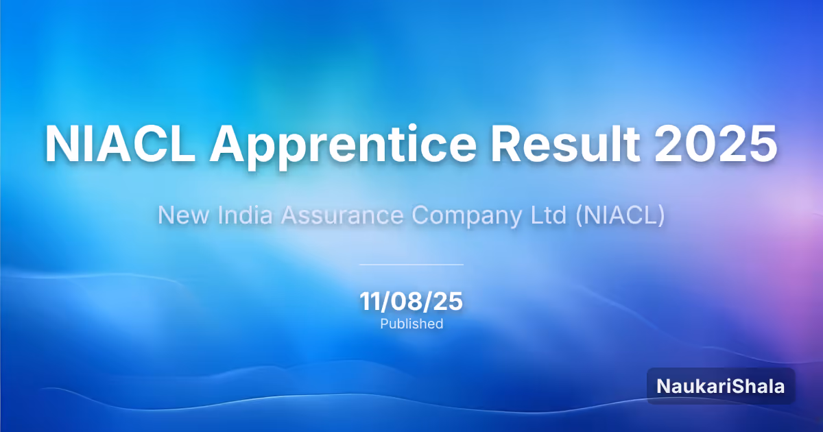 NIACL Apprentice Result 2025 – New India Assurance Company (NIACL)