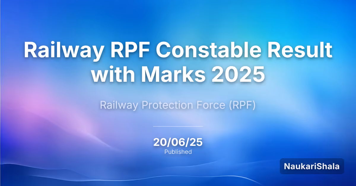 Railway RPF Constable Result with Marks 2025 – Railway Protection Force (RPF)