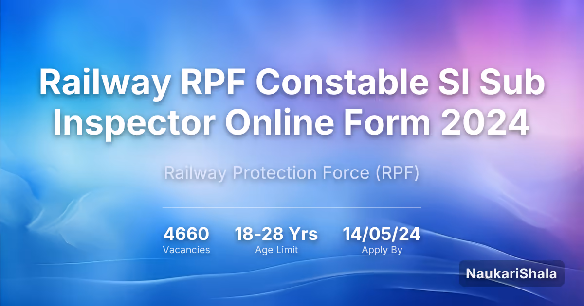 Railway RPF Constable SI Sub Inspector Online Form 2024 – Railway Protection Force$ (RPF)