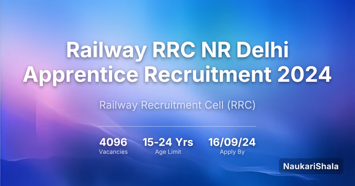 Railway RRC NR Delhi Apprentice Recruitment 2024 – Railway Recruitment Cell$ (RRC)