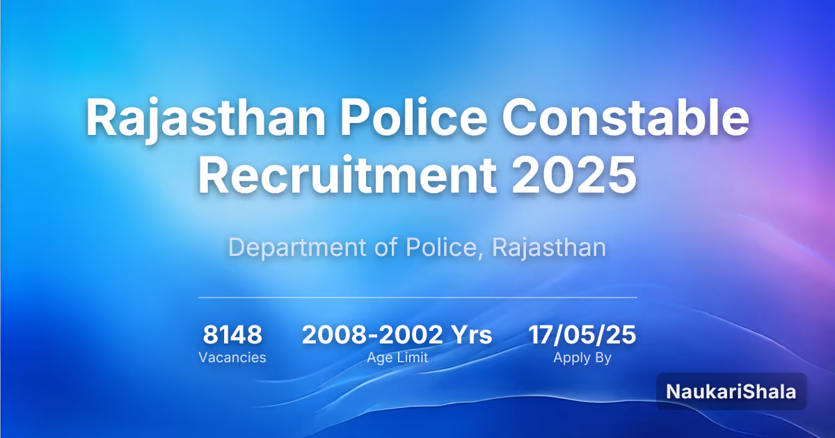 Rajasthan Police Constable Recruitment 2025 – Department of Police, Rajasthan$