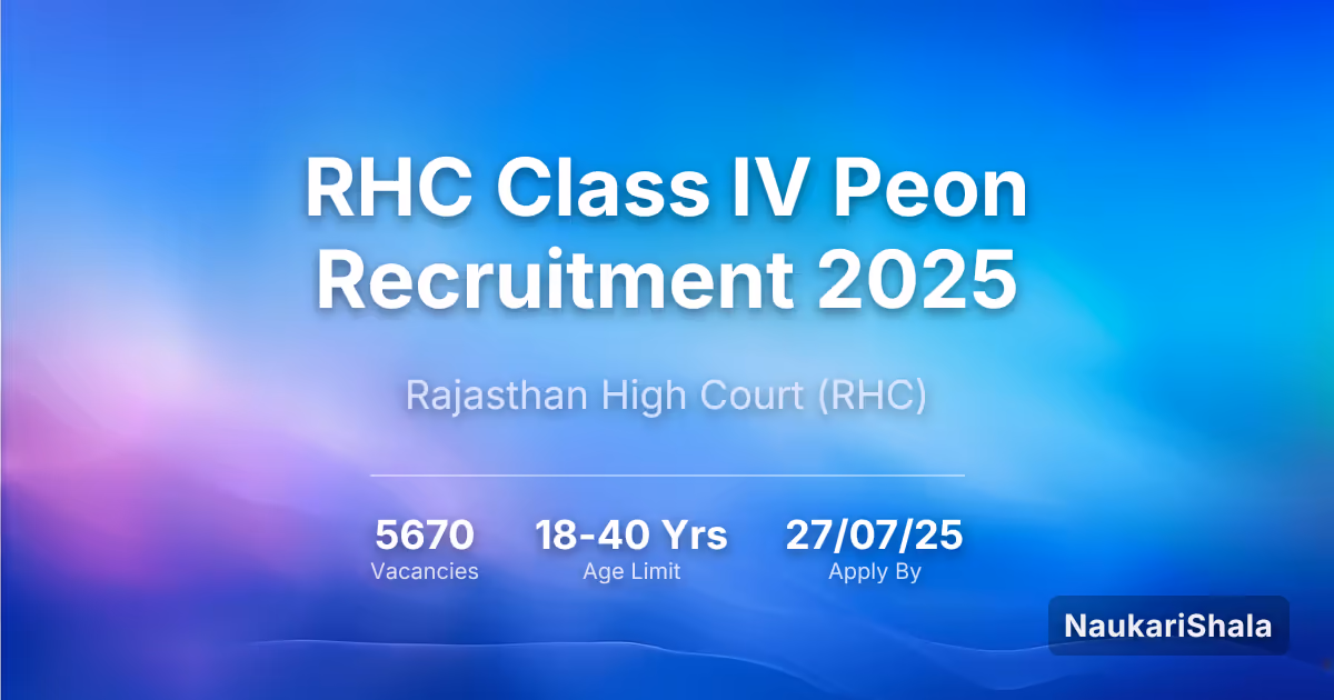 RHC Class IV Peon Recruitment 2025 – Rajasthan High Court$ (RHC)
