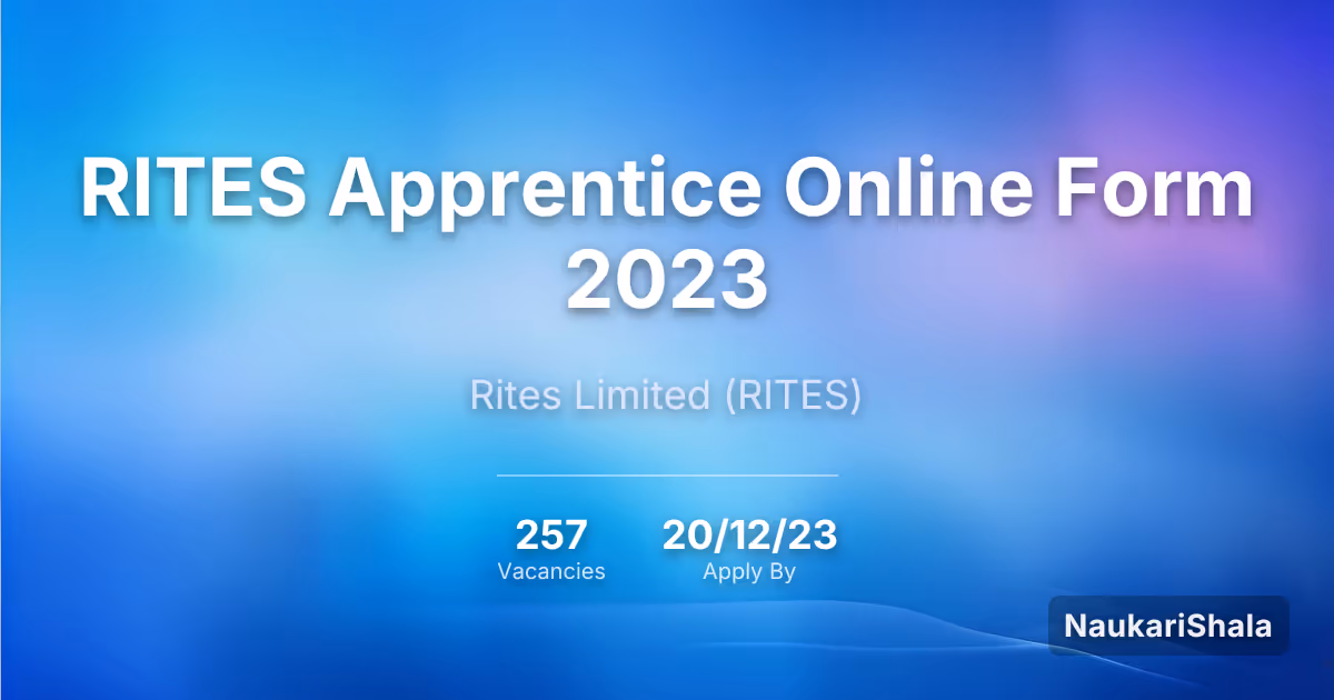 RITES Apprentice Online Form 2023 – Rites Limited$ (RITES)