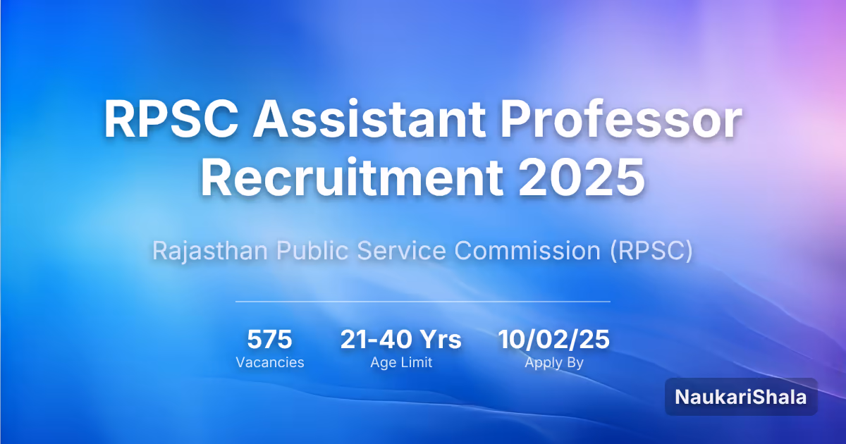 RPSC Assistant Professor Recruitment 2025 – Rajasthan Public Service Commission$ (RPSC)