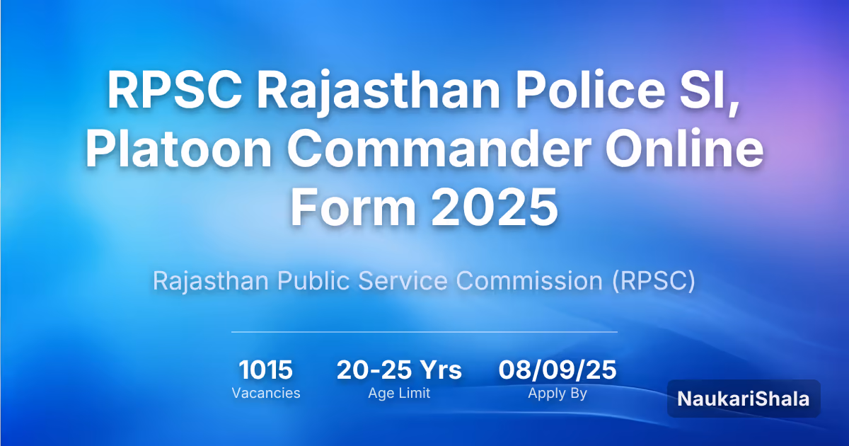 RPSC राजस्थान पुलिस SI, प्लाटून कमांडर ऑनलाइन फॉर्म 2025 – राजस्थान लोक सेवा आयोग$ (RPSC)