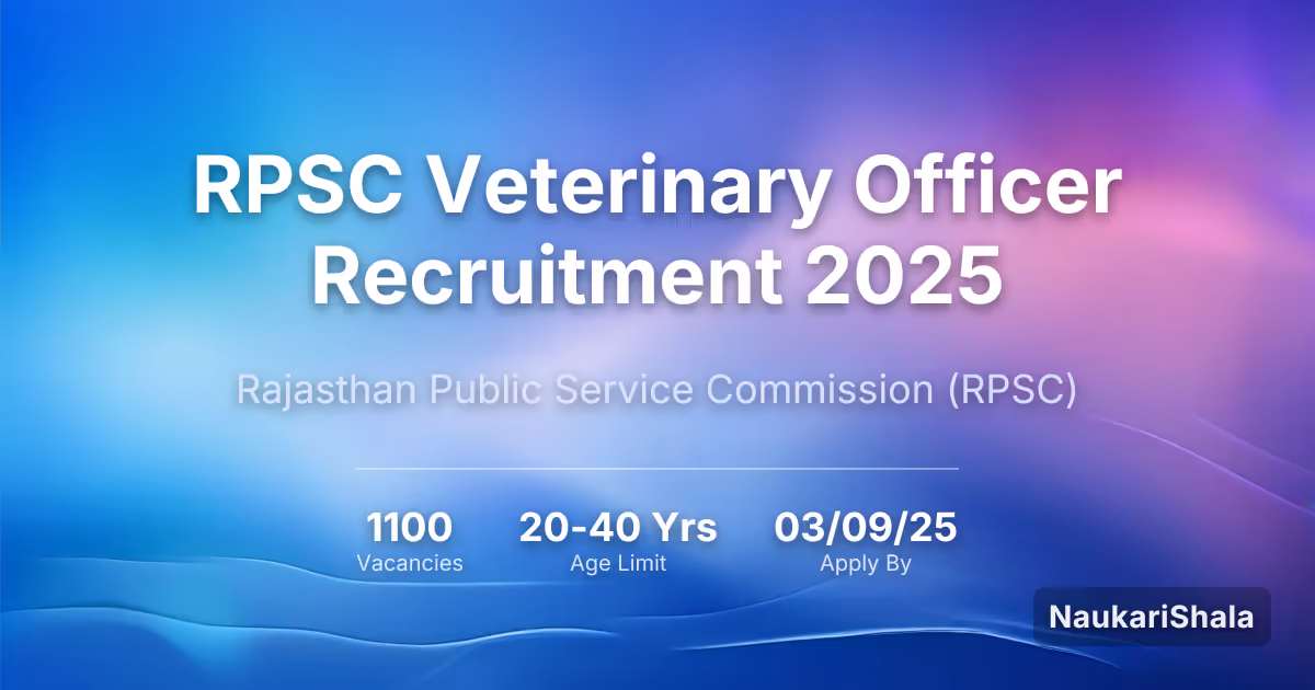 RPSC Veterinary Officer Recruitment 2025 – Rajasthan Public Service Commission$ (RPSC)