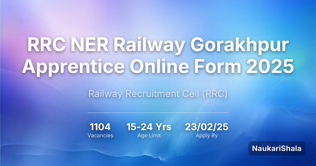 RRC NER रेलवे गोरखपुर अपरेंटिस ऑनलाइन फॉर्म 2025 – रेलवे भर्ती सेल$ (RRC)