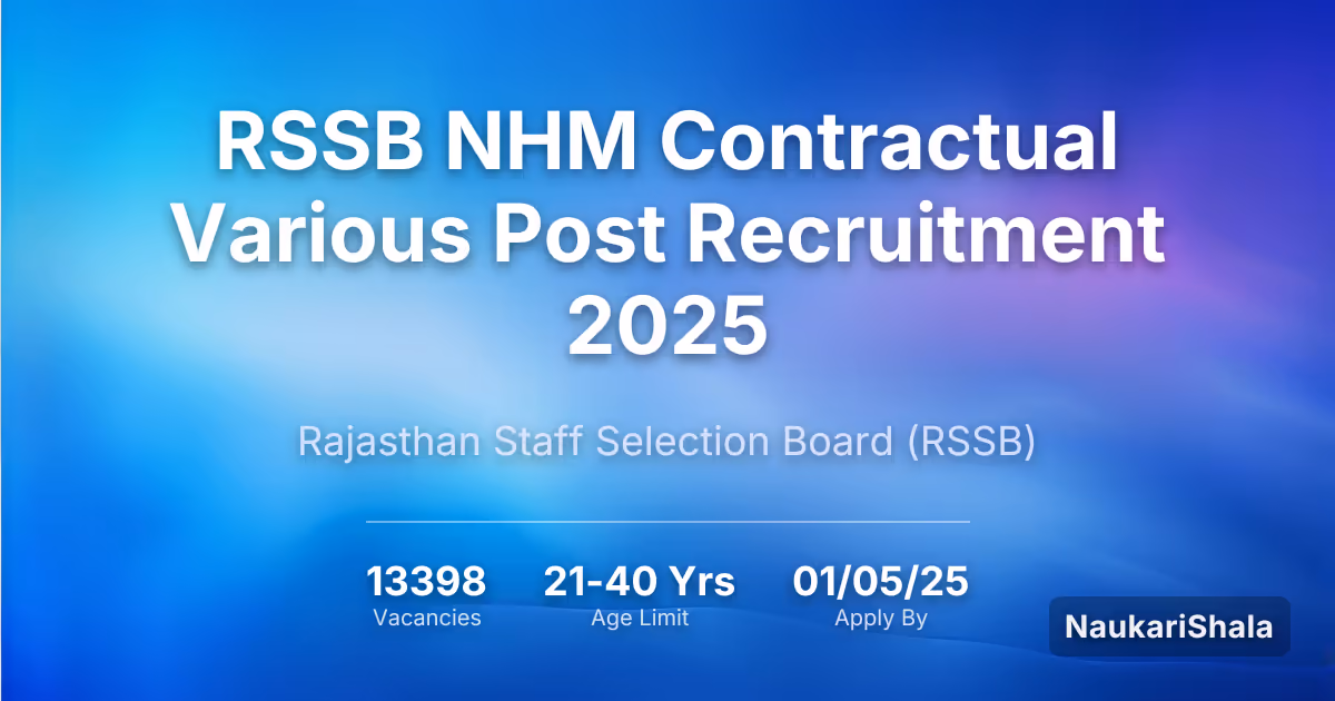 RSSB NHM संविदा विभिन्न पद भर्ती 2025 – राजस्थान कर्मचारी चयन बोर्ड$ (RSMSSB)